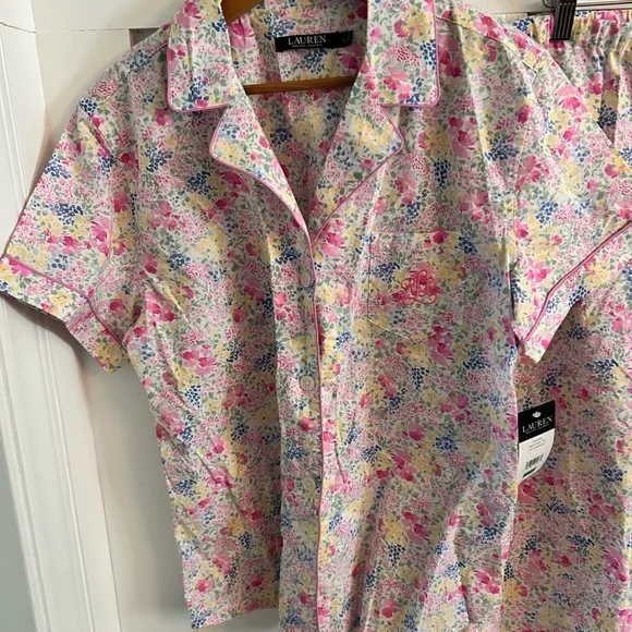 Lauren Ralph Lauren women’s Floral Pajama Set capri short sleeve large - Picture 2 of 5